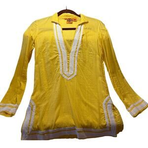 Tory Burch Yellow Sunshine Long Sleeve Tunic sz 2